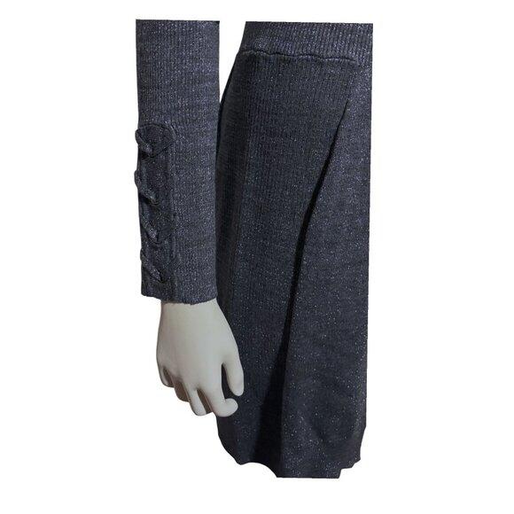 Y2K Cache Mini Dress XL Knit Lace Up Details Bubble Hem Metallic Cocktail - Picture 3 of 6